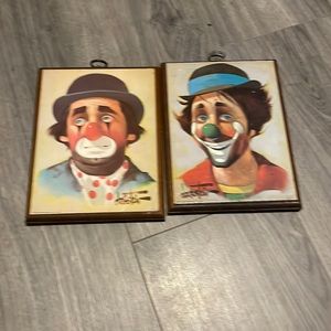 Clown painting lithos made in usa 1979 scafa-tornabene antique